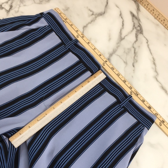 LOFT Ann Taylor Blue Black Striped Wide Leg‎ Pants Womens 12 Flat Front - Picture 9 of 14